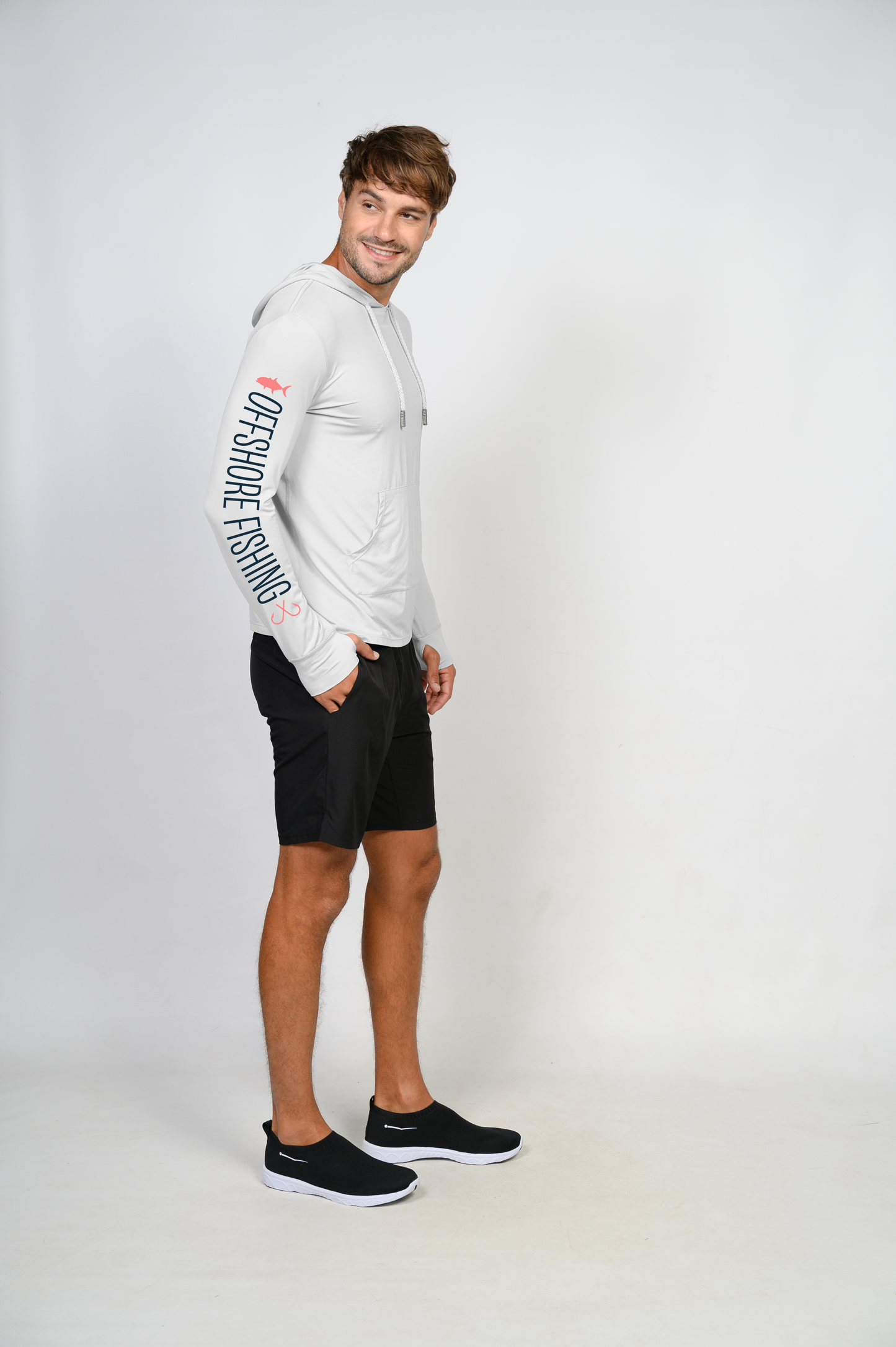 Unisex Hooded Dry Fit Shirt UPF50+- "OFFSHORE FISHING"