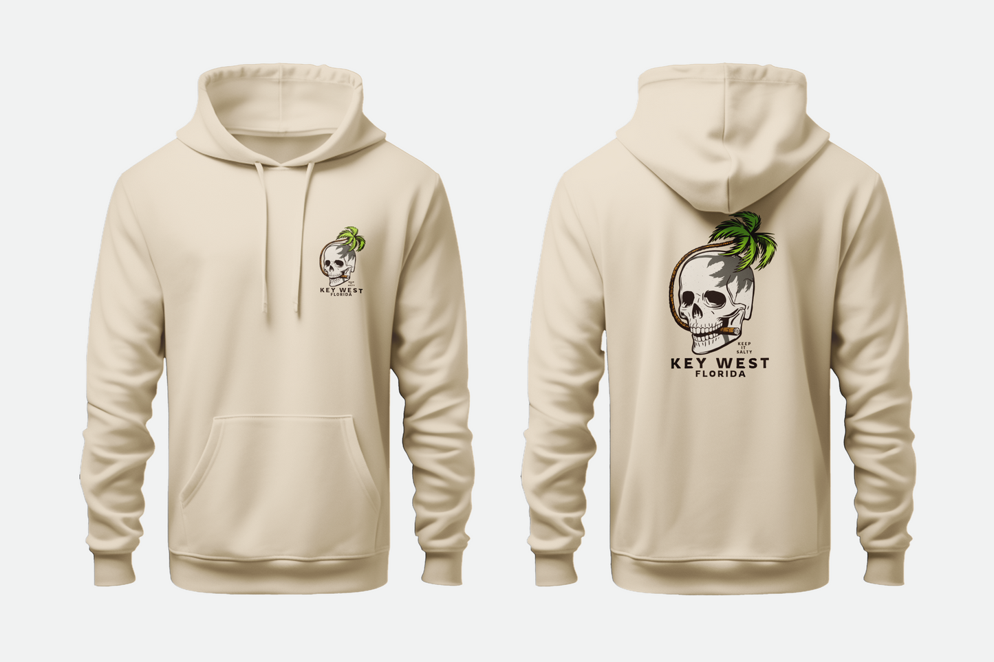 Solid Pullover Hoodie - SKULL PALM