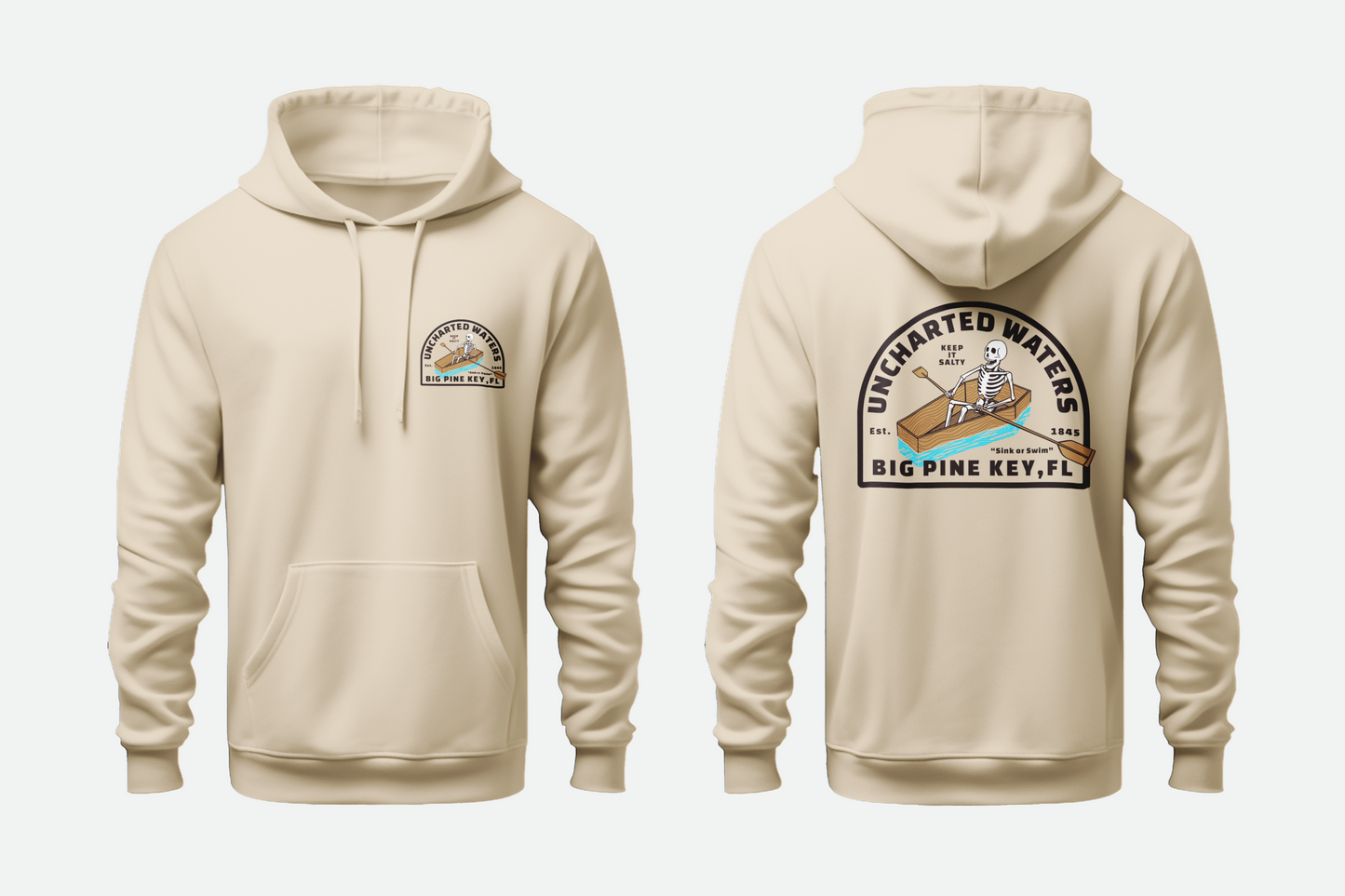 Solid Pullover Hoodie- Uncharted Waters Skeleton
