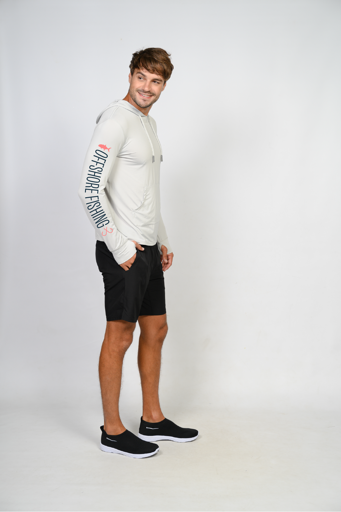 Unisex Hooded Dry Fit Shirt UPF50+- "OFFSHORE FISHING"