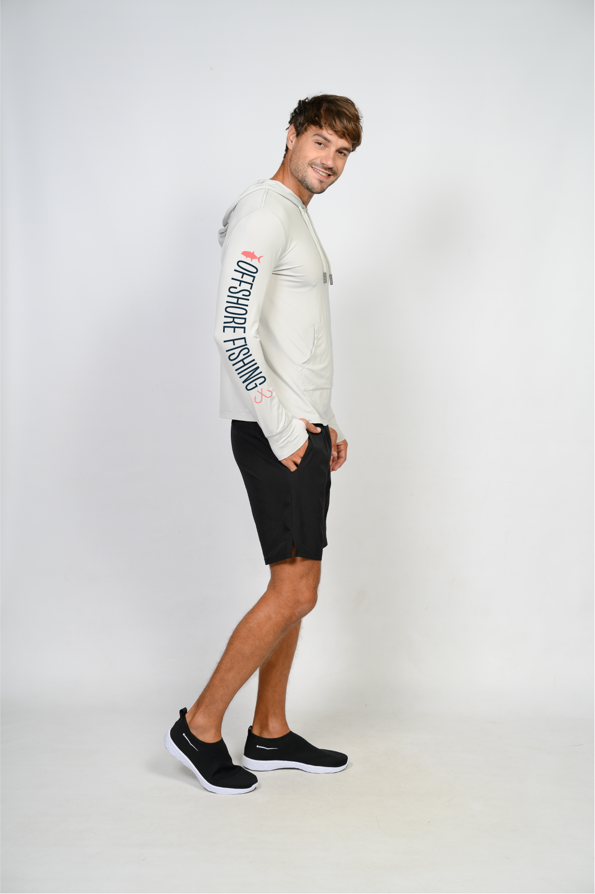 Unisex Hooded Dry Fit Shirt UPF50+- "OFFSHORE FISHING"