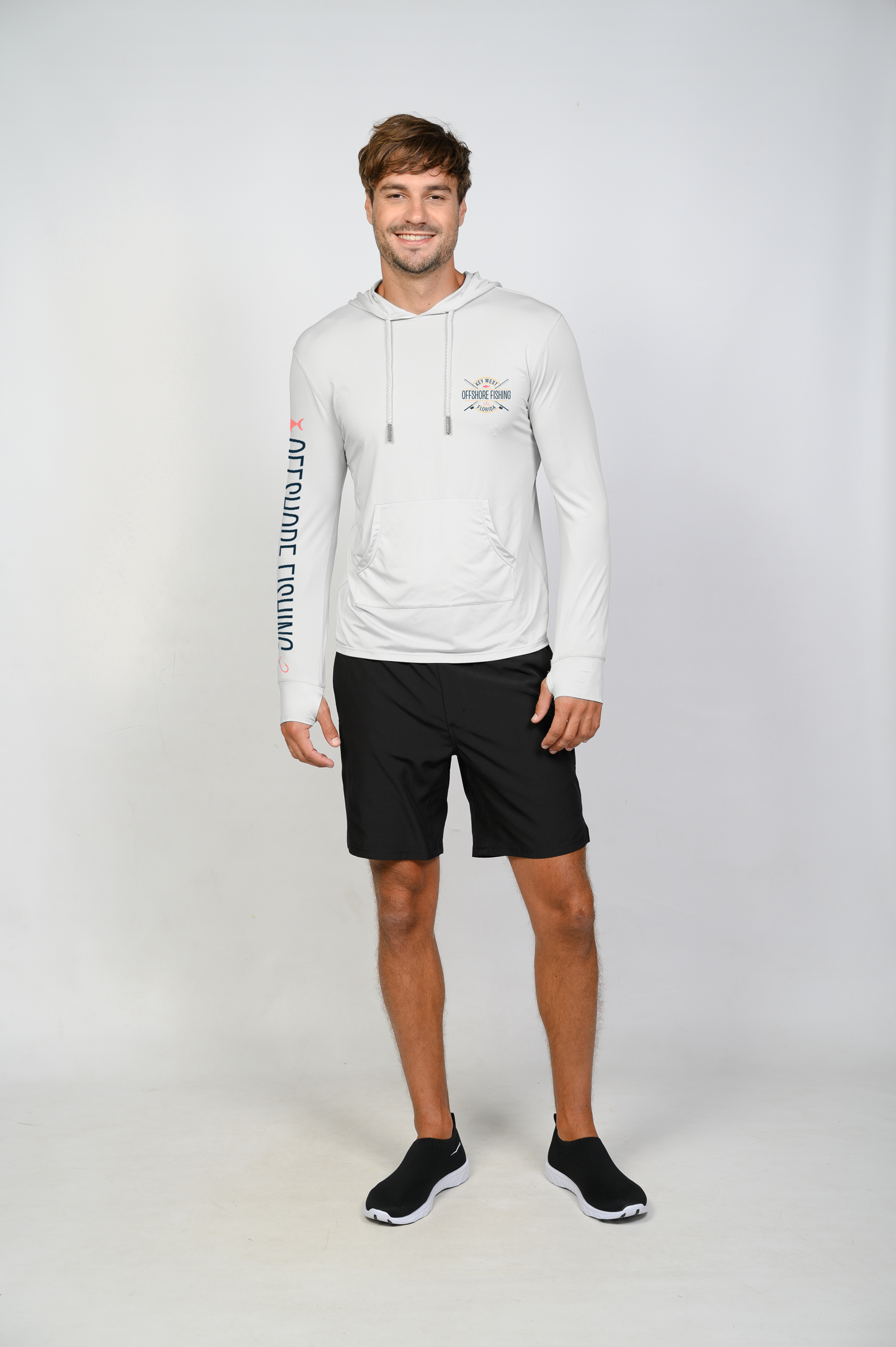 Unisex Hooded Dry Fit Shirt UPF50+- "OFFSHORE FISHING"