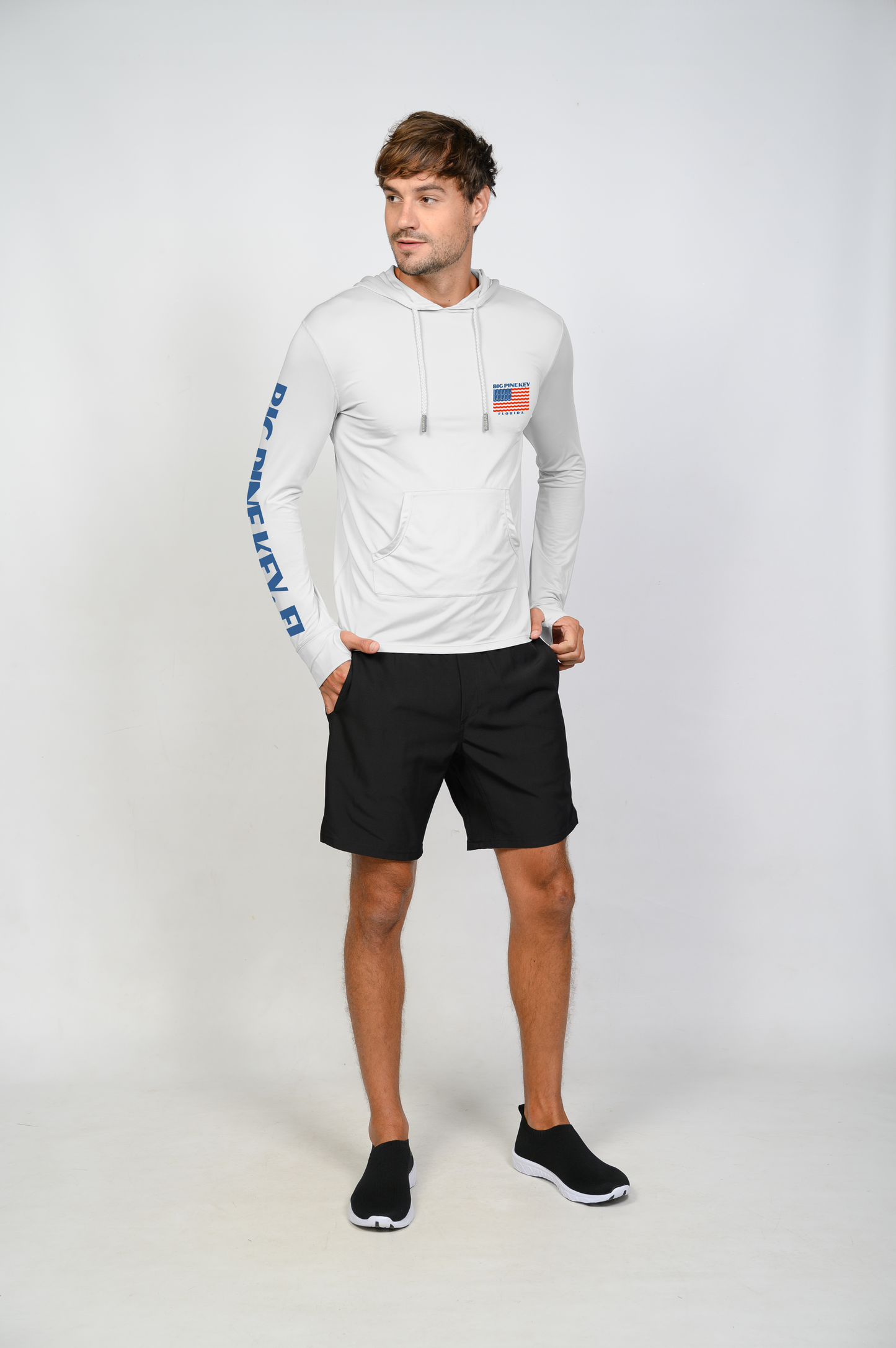 Unisex Hooded Dry Fit Shirt UPF50+- "BIG PINE FLAG"