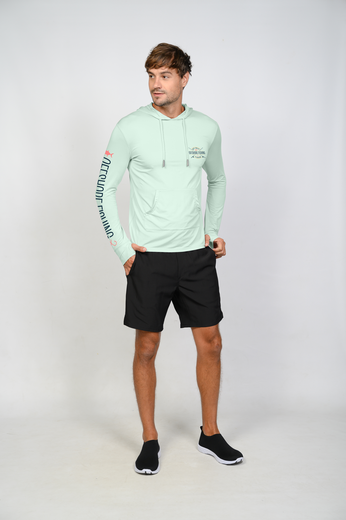 Unisex Hooded Dry Fit Shirt UPF50+- "OFFSHORE FISHING"