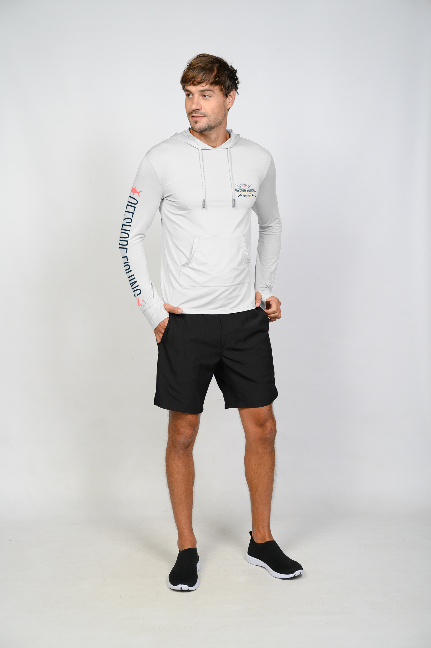 Unisex Hooded Dry Fit Shirt UPF50+- "OFFSHORE FISHING"