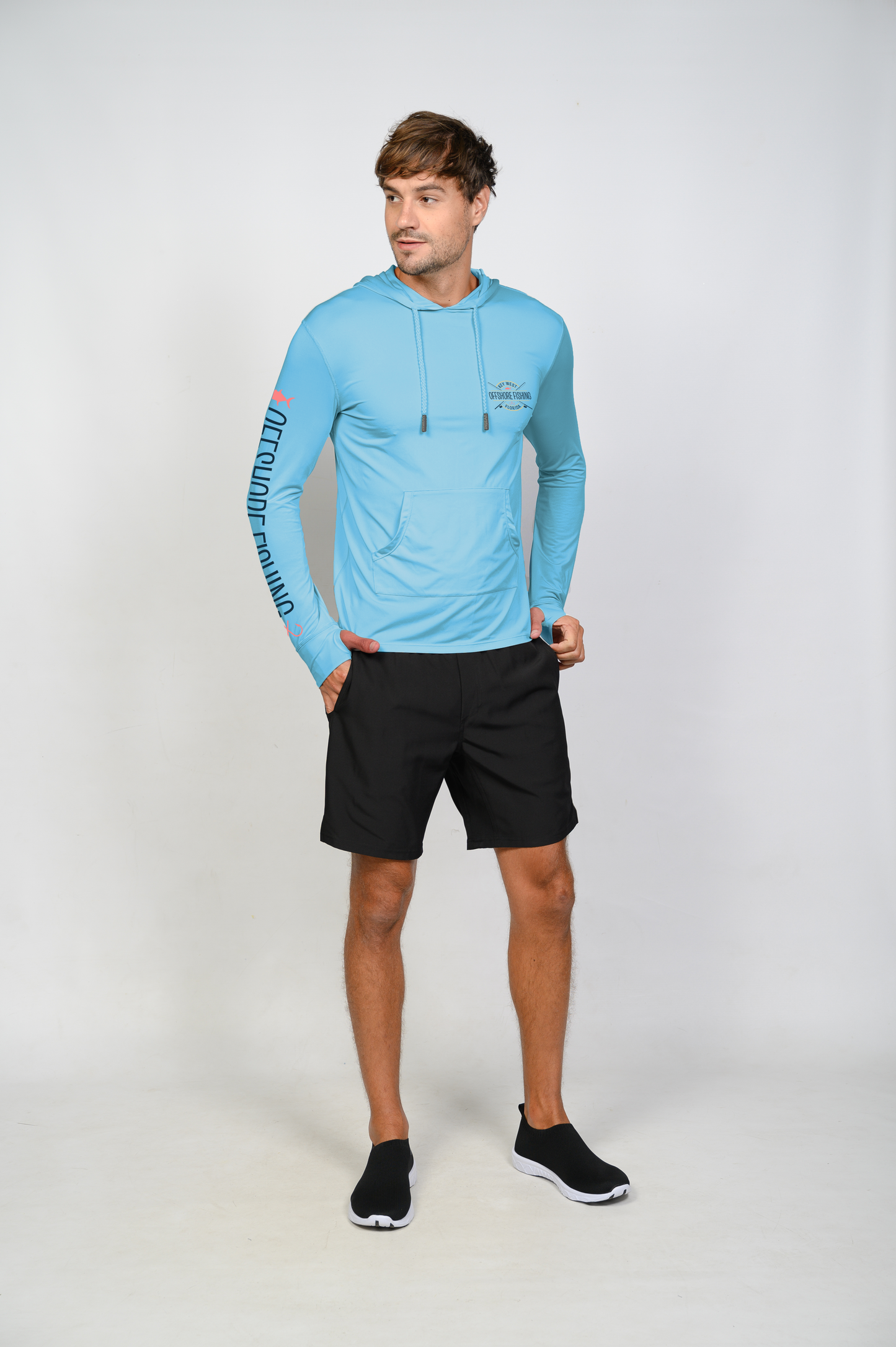 Unisex Hooded Dry Fit Shirt UPF50+- "OFFSHORE FISHING"