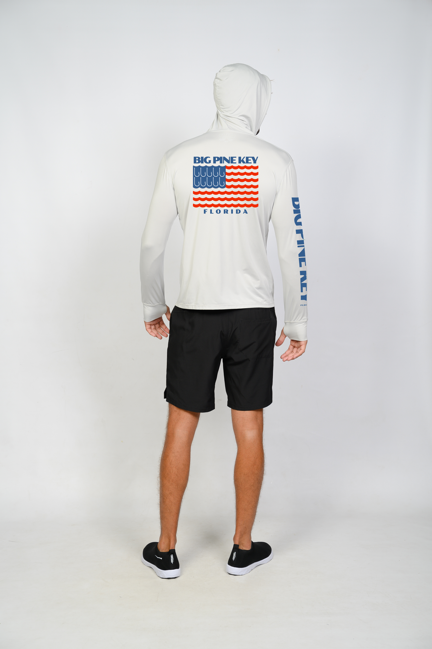 Unisex Hooded Dry Fit Shirt UPF50+- "BIG PINE FLAG"