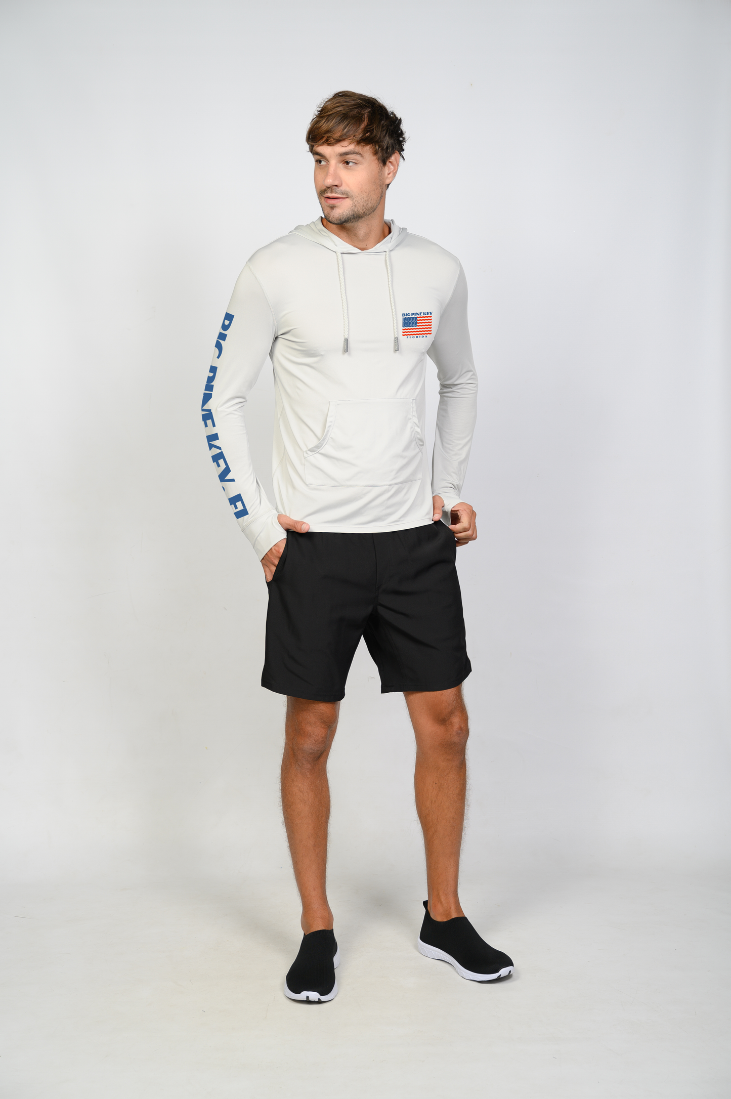 Unisex Hooded Dry Fit Shirt UPF50+- "BIG PINE FLAG"