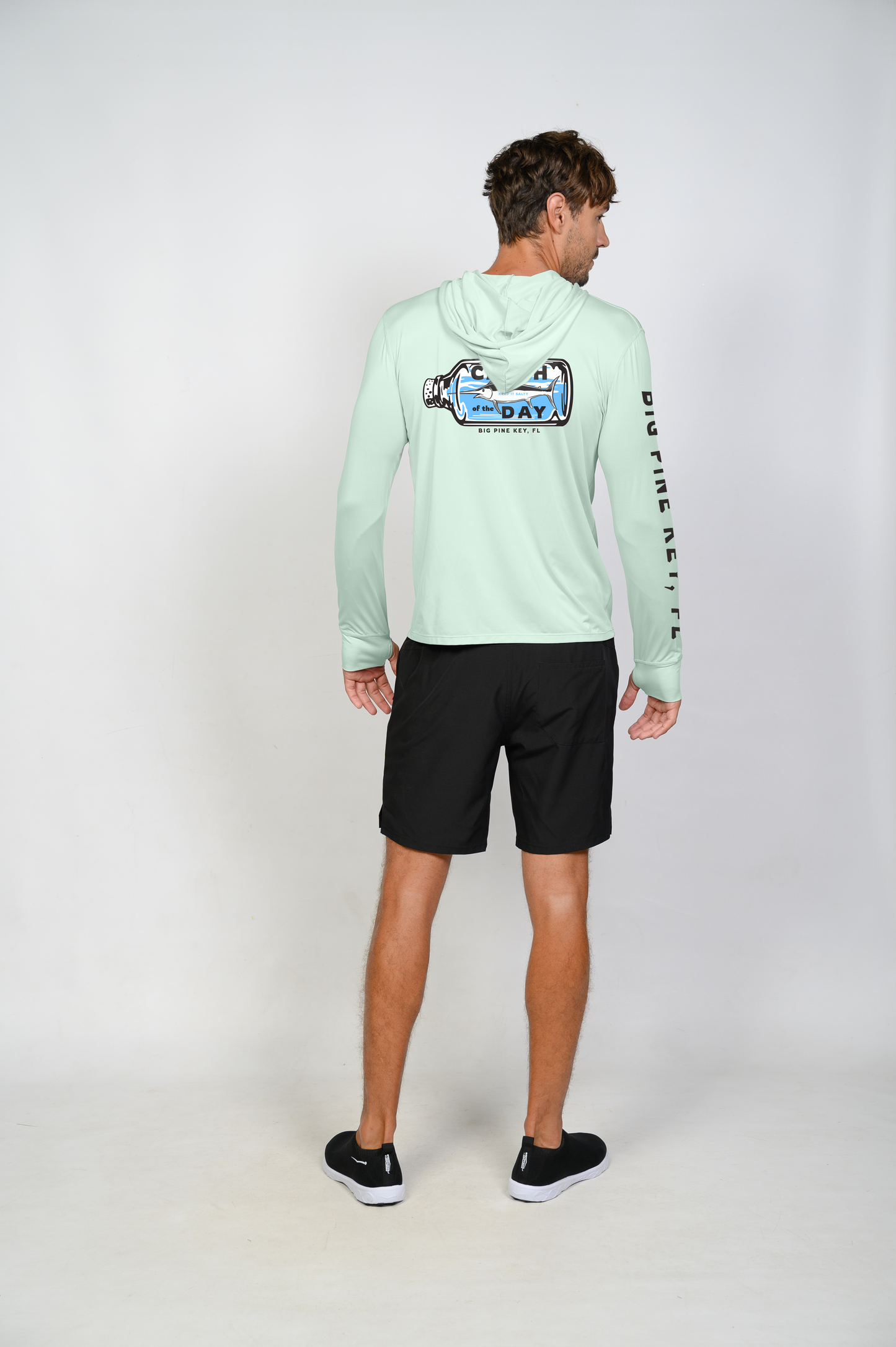 Unisex Hooded Dry Fit Shirt UPF50+- "MARLIN IN A BOTTLE"