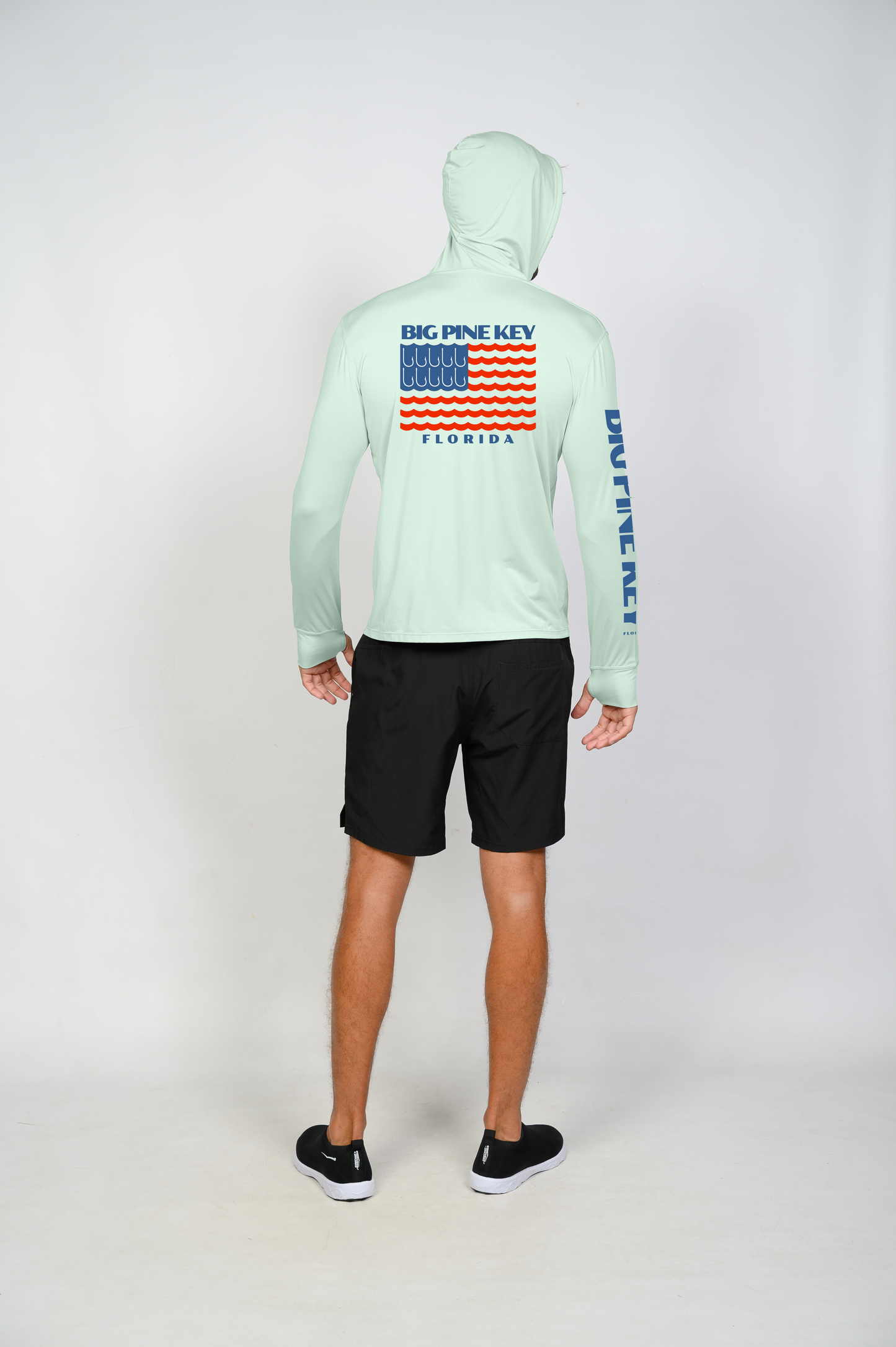 Unisex Hooded Dry Fit Shirt UPF50+- "BIG PINE FLAG"