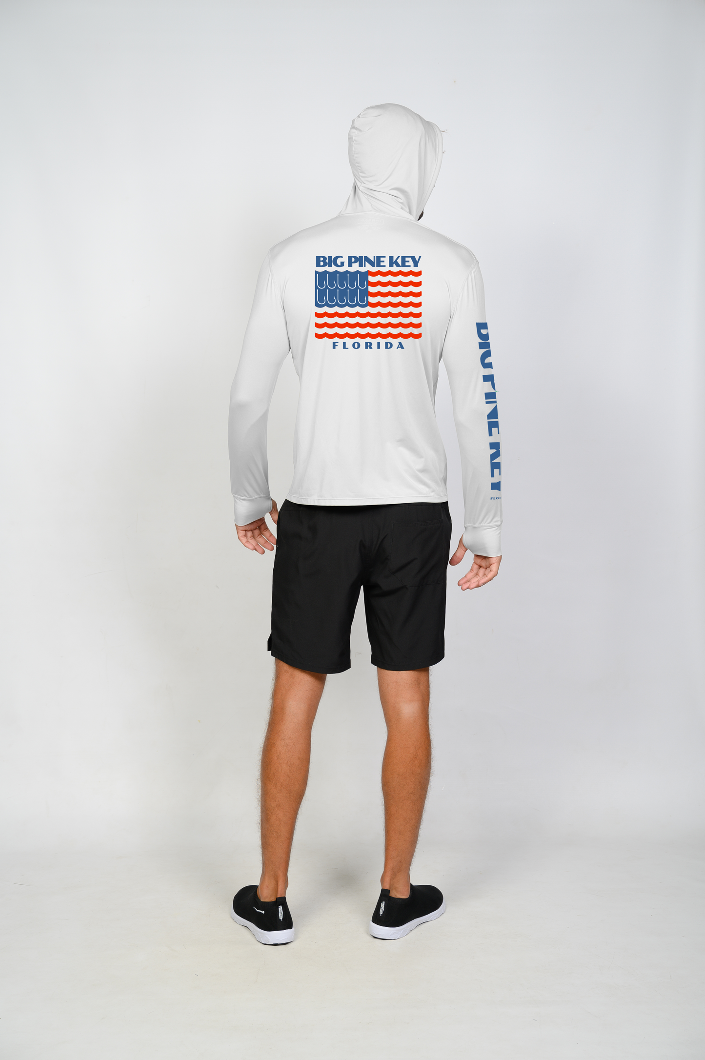 Unisex Hooded Dry Fit Shirt UPF50+- "BIG PINE FLAG"