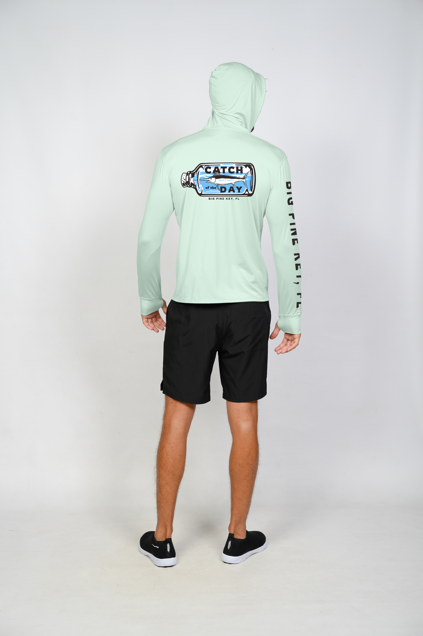 Unisex Hooded Dry Fit Shirt UPF50+- "MARLIN IN A BOTTLE"