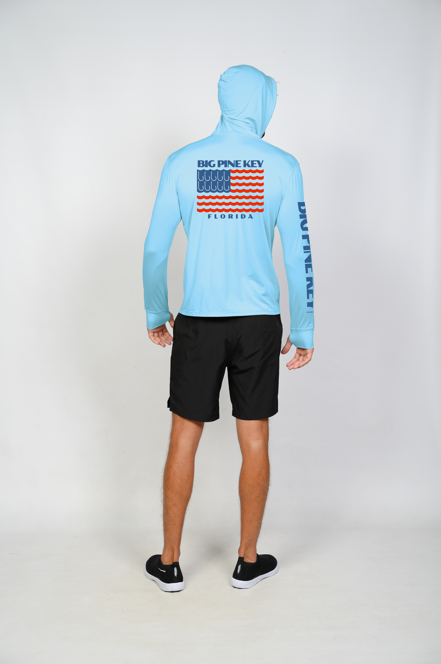 Unisex Hooded Dry Fit Shirt UPF50+- "BIG PINE FLAG"