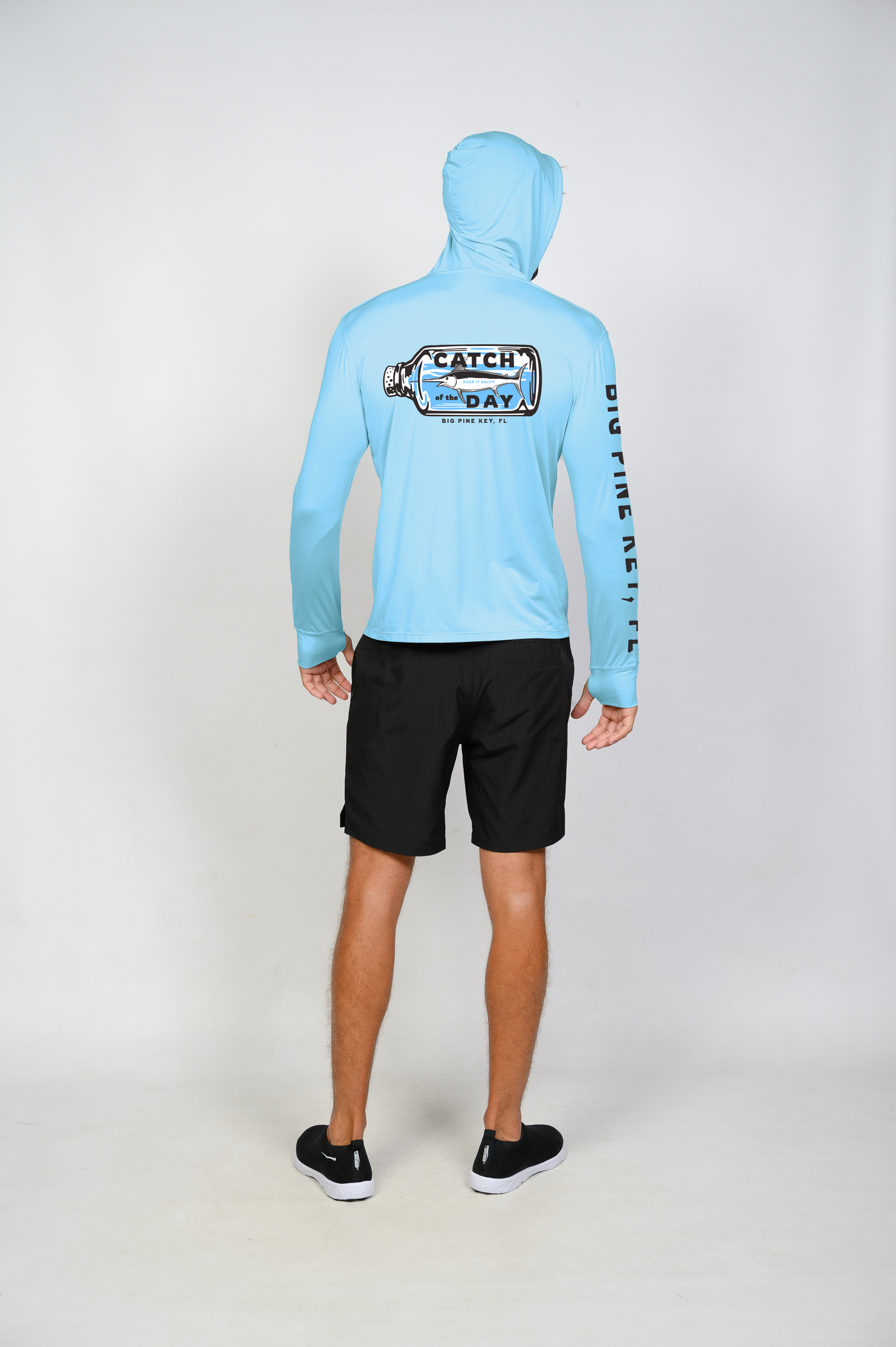 Unisex Hooded Dry Fit Shirt UPF50+- "MARLIN IN A BOTTLE"