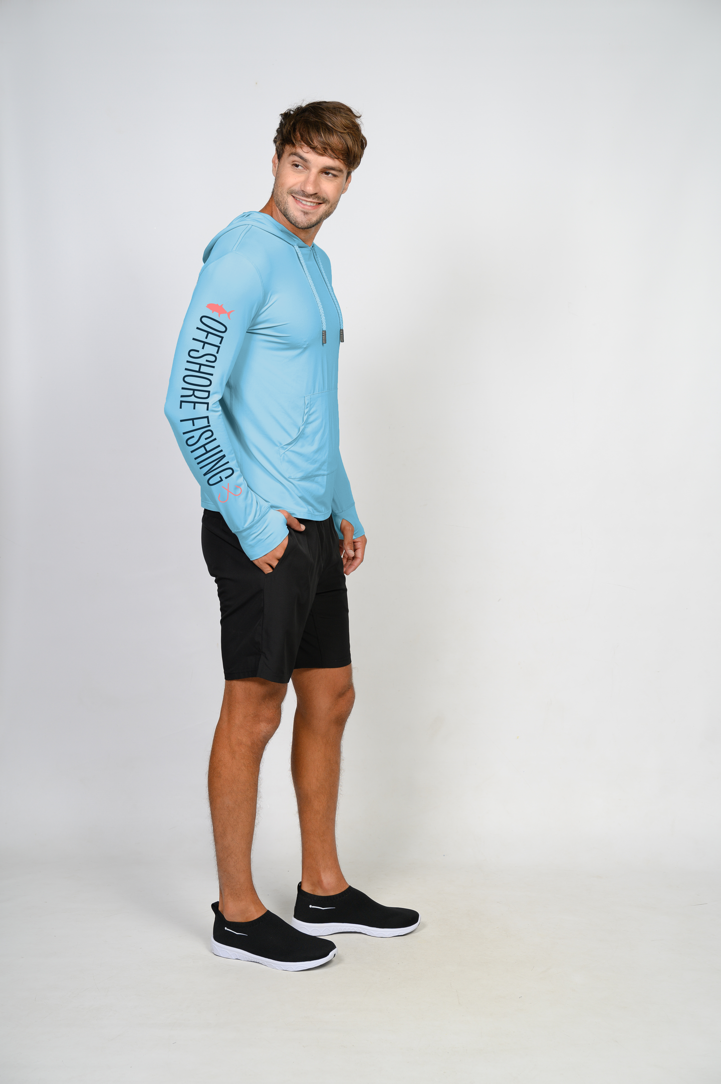 Unisex Hooded Dry Fit Shirt UPF50+- "OFFSHORE FISHING"