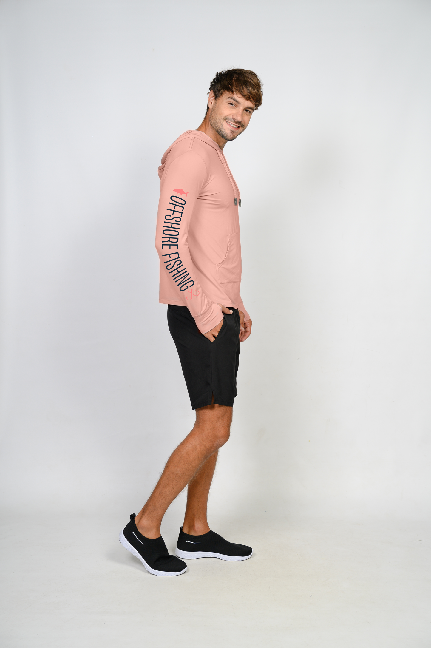 Unisex Hooded Dry Fit Shirt UPF50+- "OFFSHORE FISHING"
