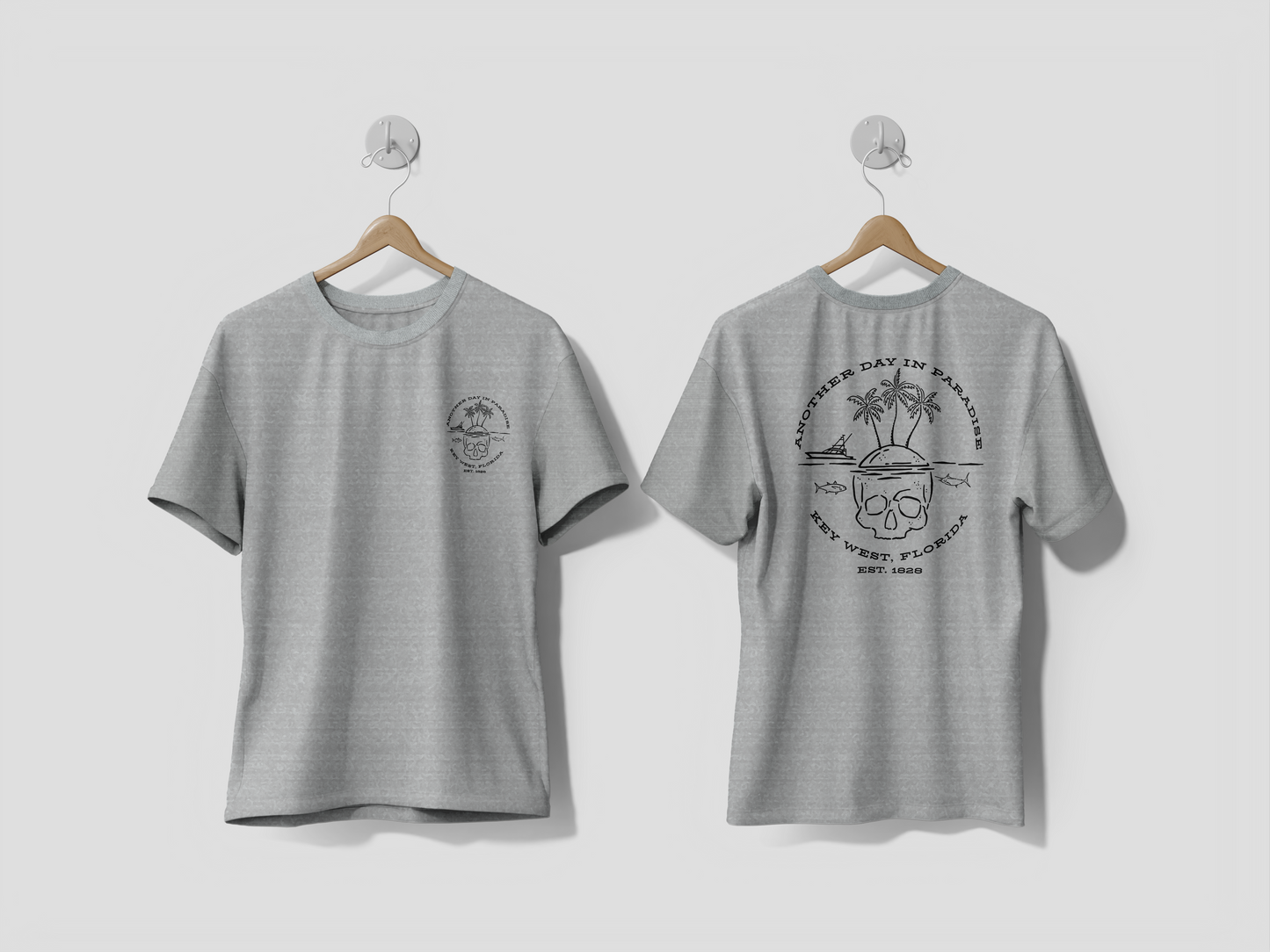 Heathered Crew Neck Tee- ANOTHER DAY SKULL