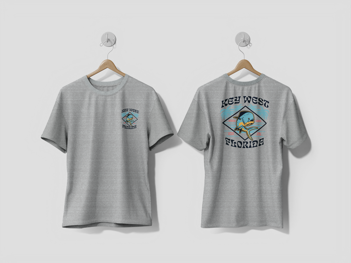 Heathered Crew Neck Tee- KEY WEST MAHI