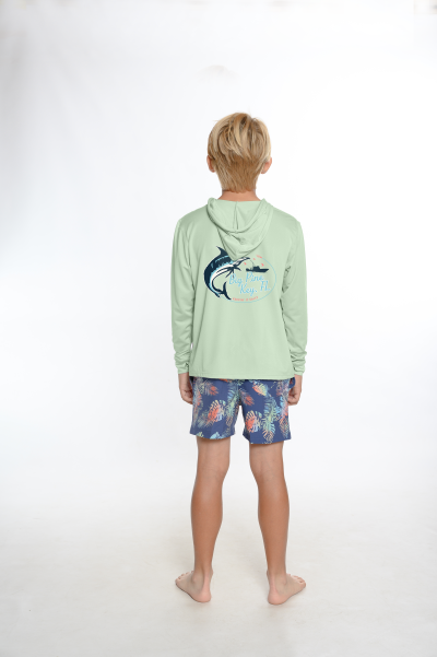 Kids Hooded Dry Fit Shirts UPF50+ BIG PINE MARLIN