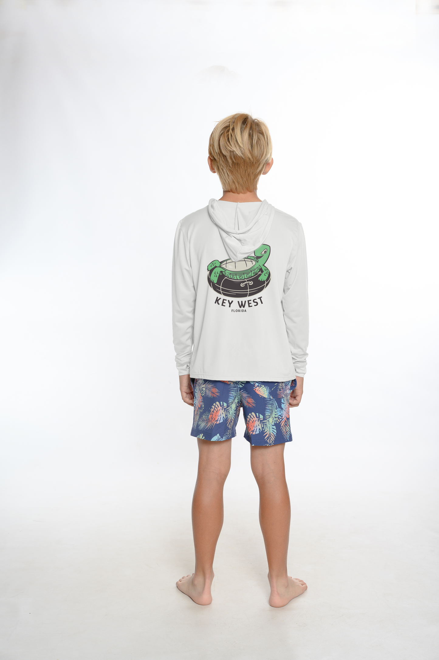 Kids Hooded Dry Fit Shirts UPF50+ Key West Turtle