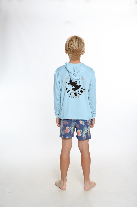Kids Hooded Dry Fit Shirts UPF50+ KEY WEST HAMMERHEAD