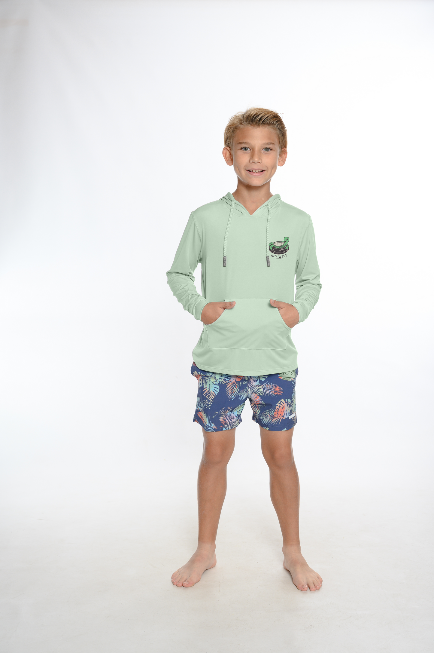 Kids Hooded Dry Fit Shirts UPF50+ Key West Turtle