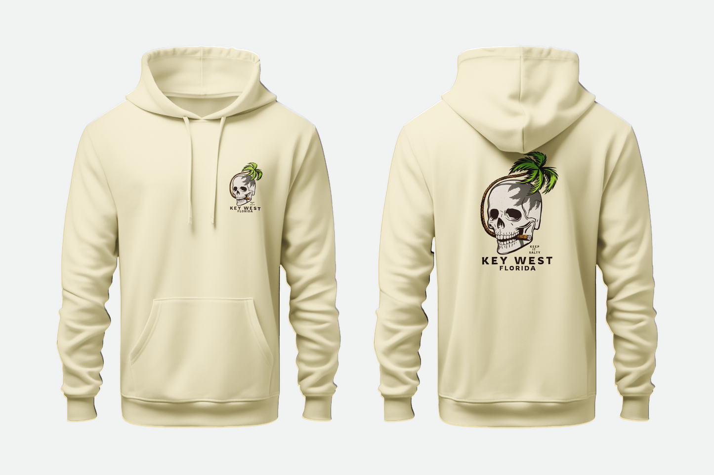 Solid Pullover Hoodie - SKULL PALM