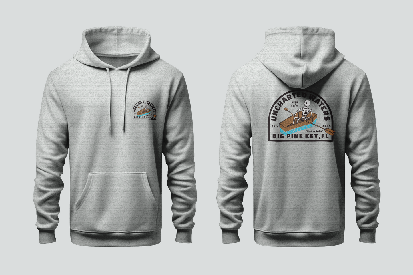 Solid Pullover Hoodie- Uncharted Waters Skeleton