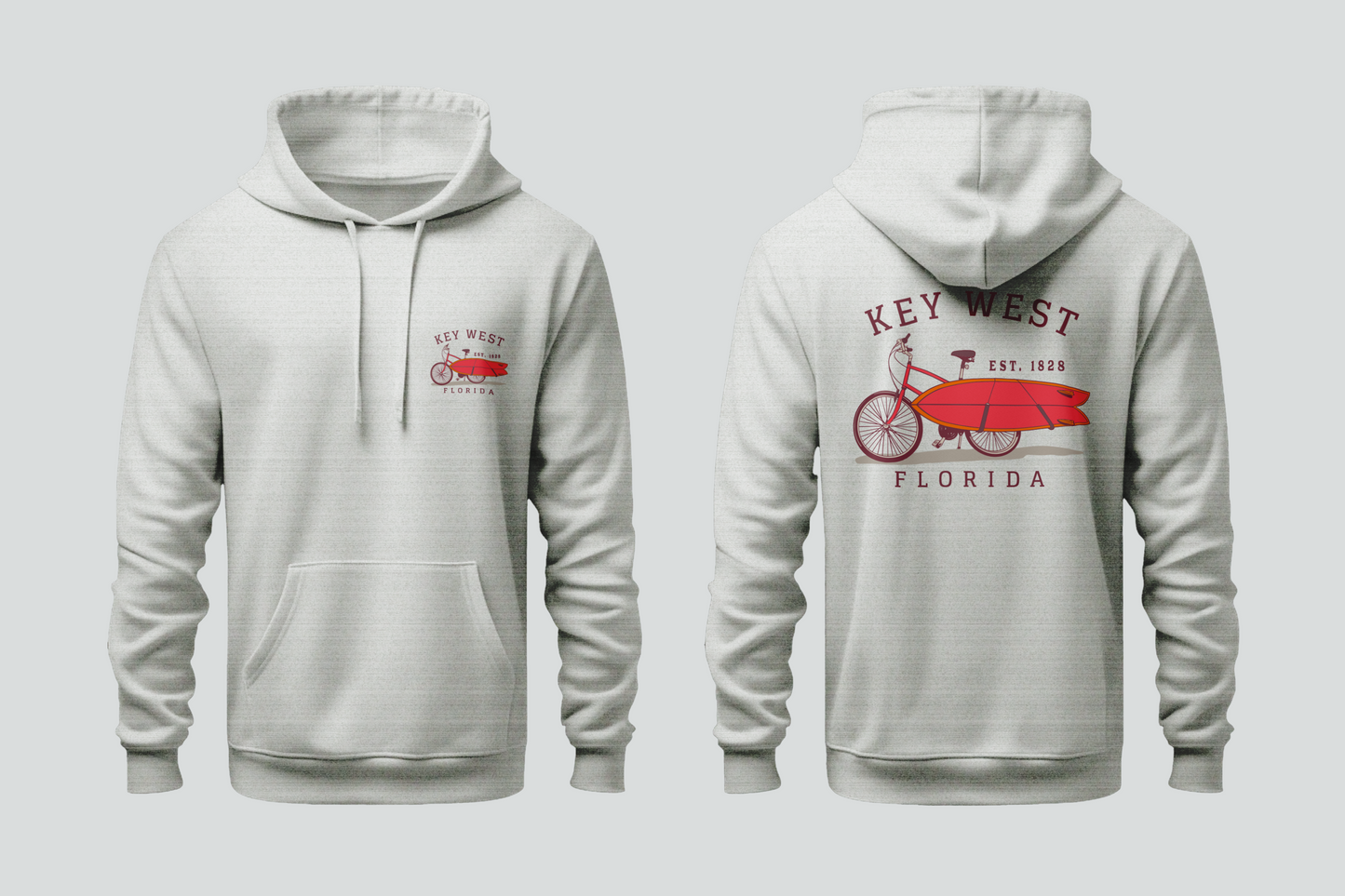 Solid Pullover Hoodie- Big Pine Key Bicycle Fleece