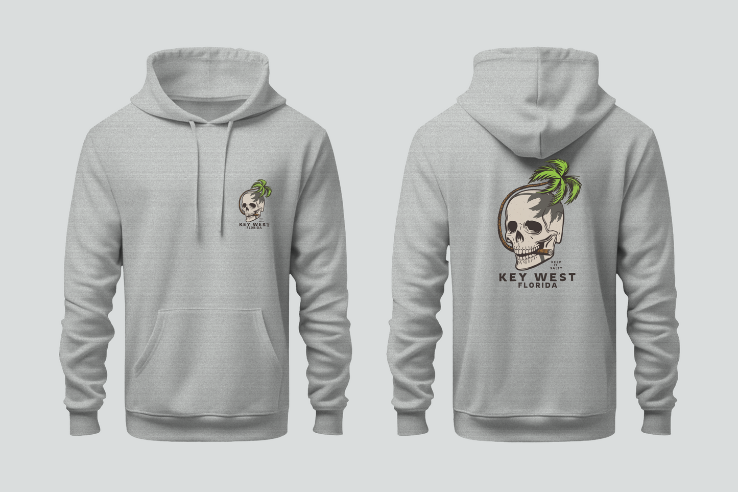 Solid Pullover Hoodie - SKULL PALM