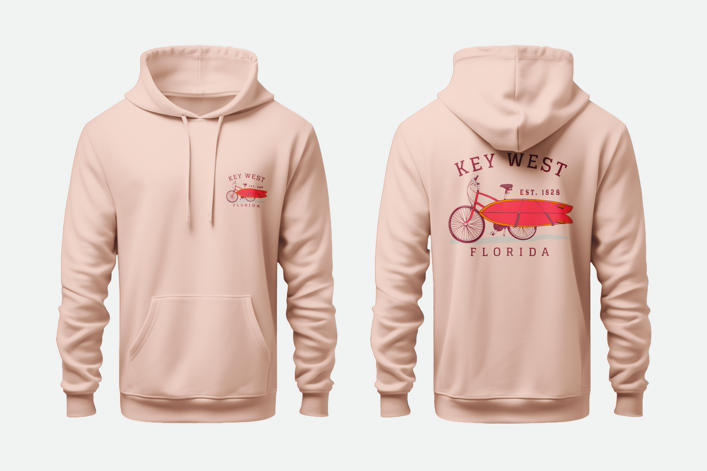 Solid Pullover Hoodie- Big Pine Key Bicycle Fleece