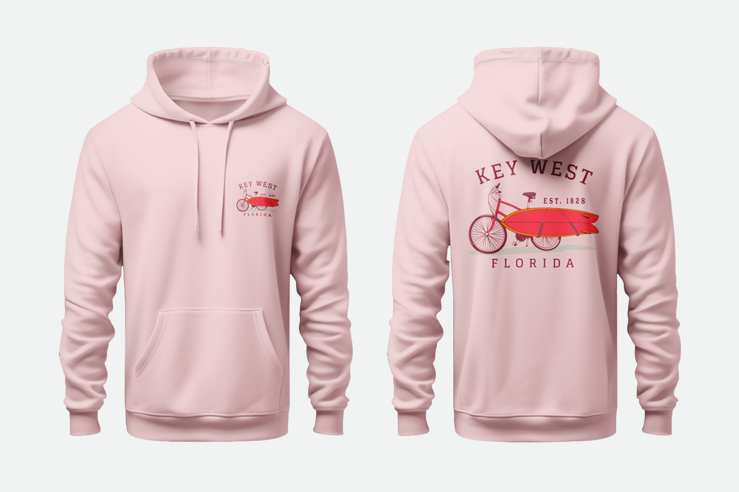 Solid Pullover Hoodie- Big Pine Key Bicycle Fleece