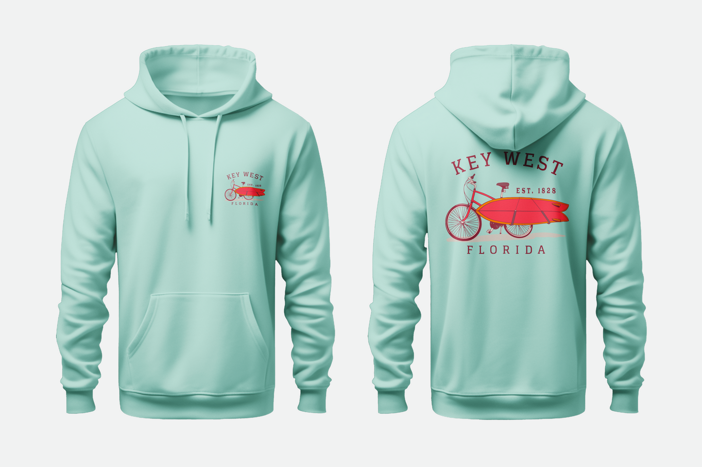 Solid Pullover Hoodie- Big Pine Key Bicycle Fleece