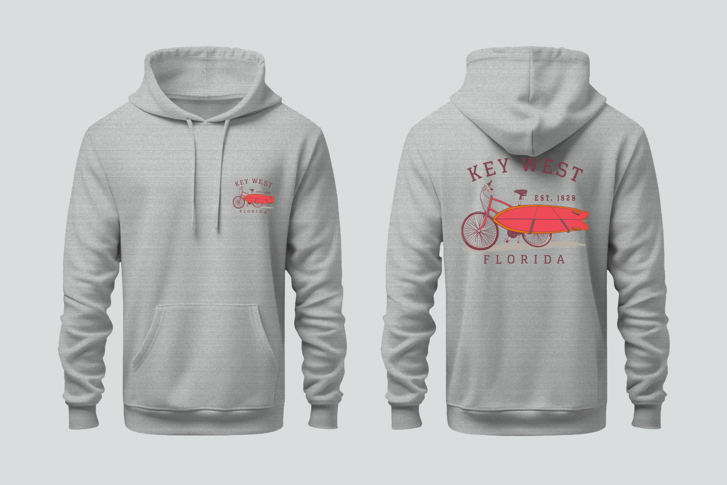 Solid Pullover Hoodie- Big Pine Key Bicycle Fleece