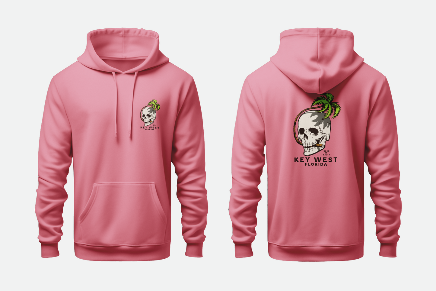 Solid Pullover Hoodie - SKULL PALM