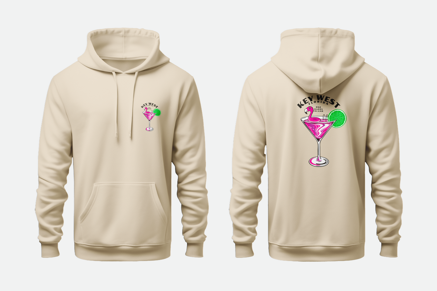 Solid Pullover Hoodie Key West Flamingo