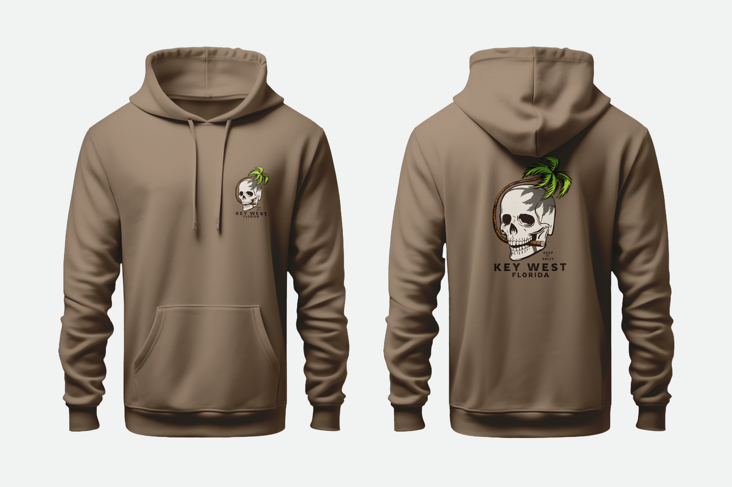 Solid Pullover Hoodie - SKULL PALM