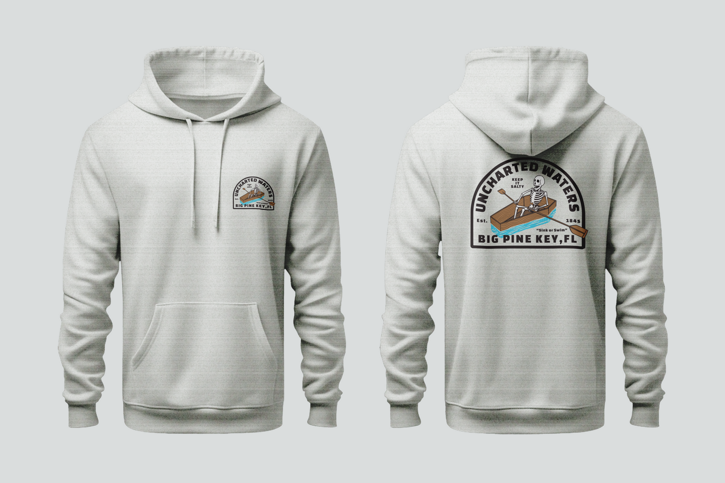 Solid Pullover Hoodie- Uncharted Waters Skeleton