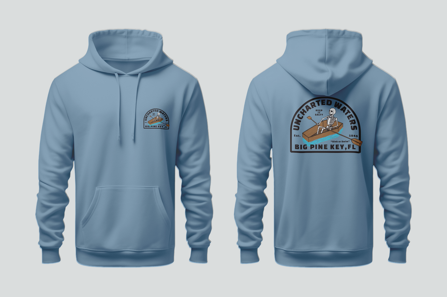 Solid Pullover Hoodie- Uncharted Waters Skeleton
