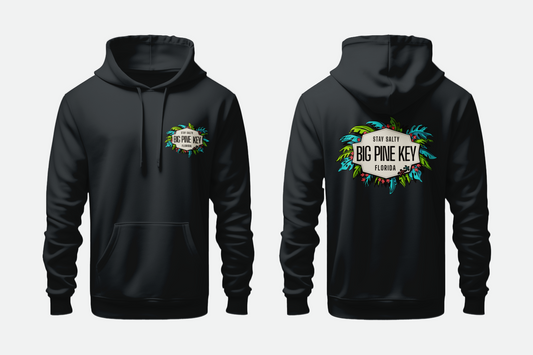 Solid Pullover Hoodie-Big Pine Key Leaves Fleece