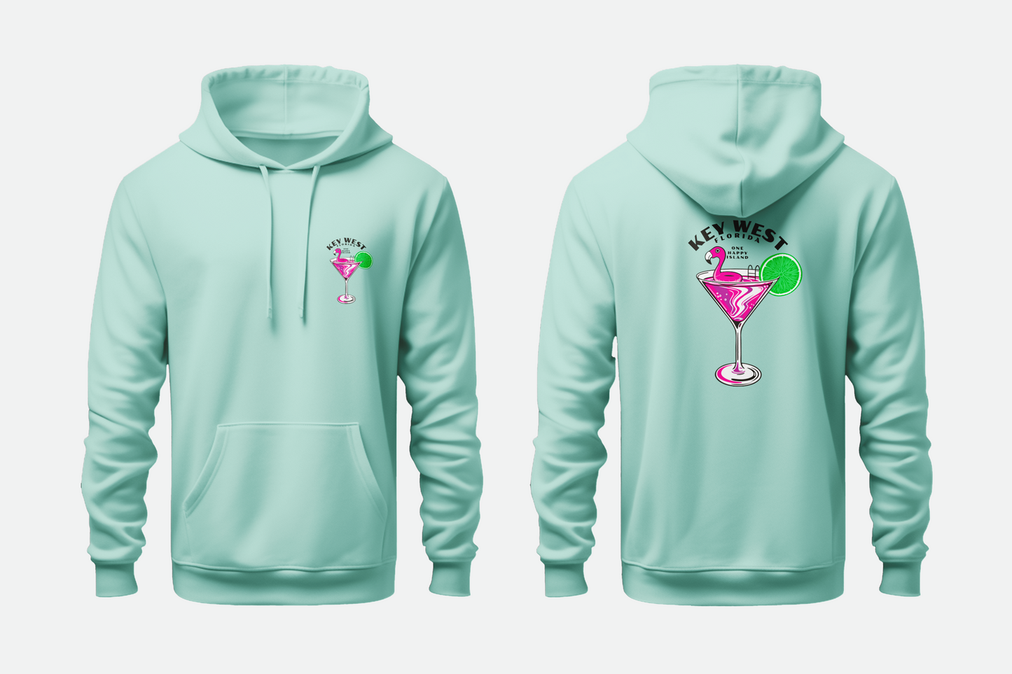 Solid Pullover Hoodie Key West Flamingo