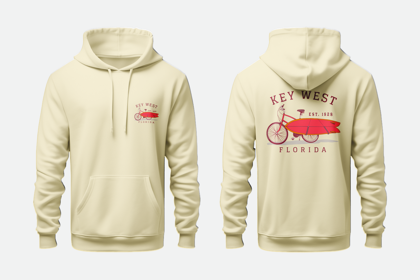 Solid Pullover Hoodie- Big Pine Key Bicycle Fleece