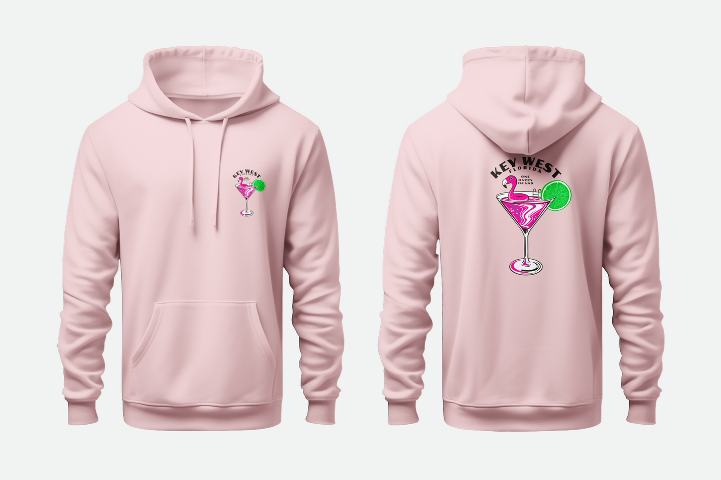 Solid Pullover Hoodie Key West Flamingo