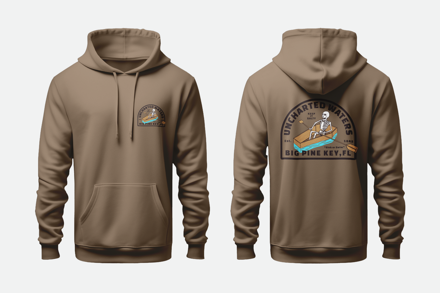 Solid Pullover Hoodie- Uncharted Waters Skeleton