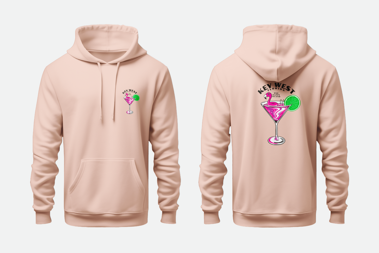 Solid Pullover Hoodie Key West Flamingo