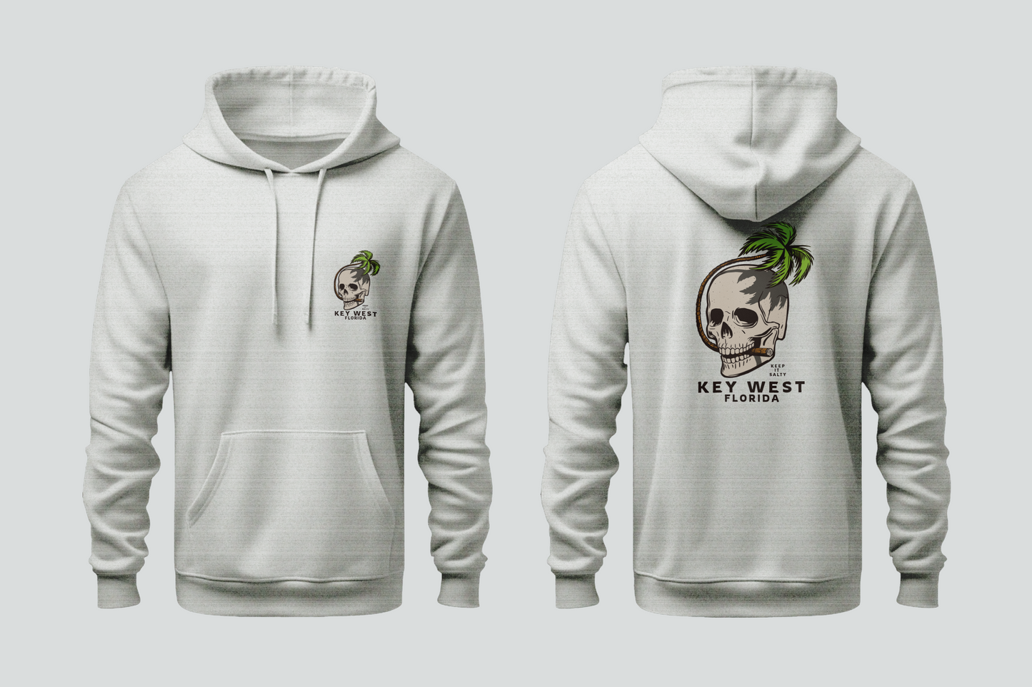 Solid Pullover Hoodie - SKULL PALM