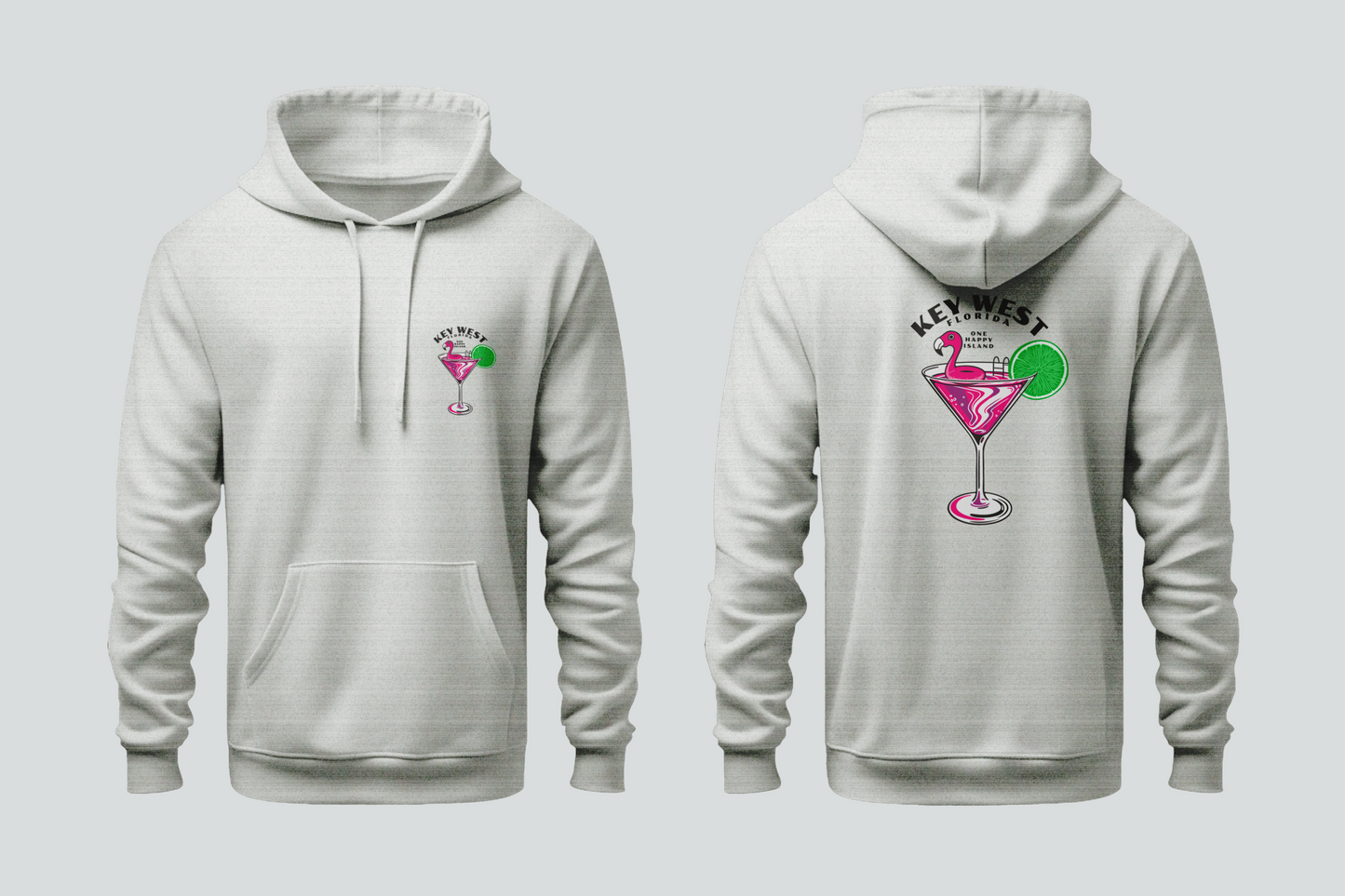 Solid Pullover Hoodie Key West Flamingo
