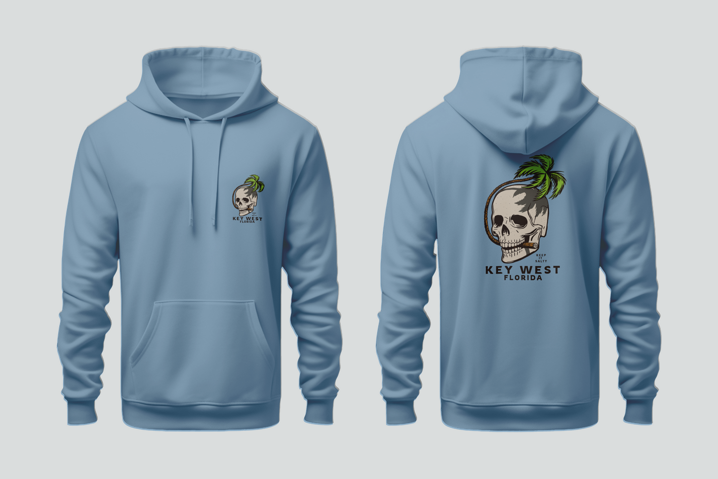 Solid Pullover Hoodie - SKULL PALM