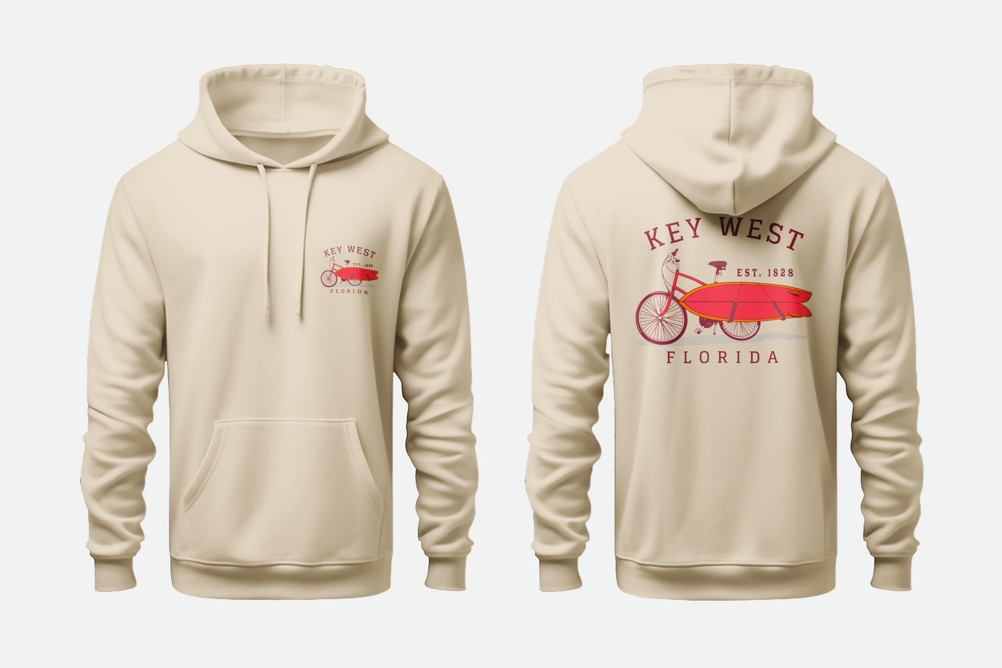 Solid Pullover Hoodie- Big Pine Key Bicycle Fleece