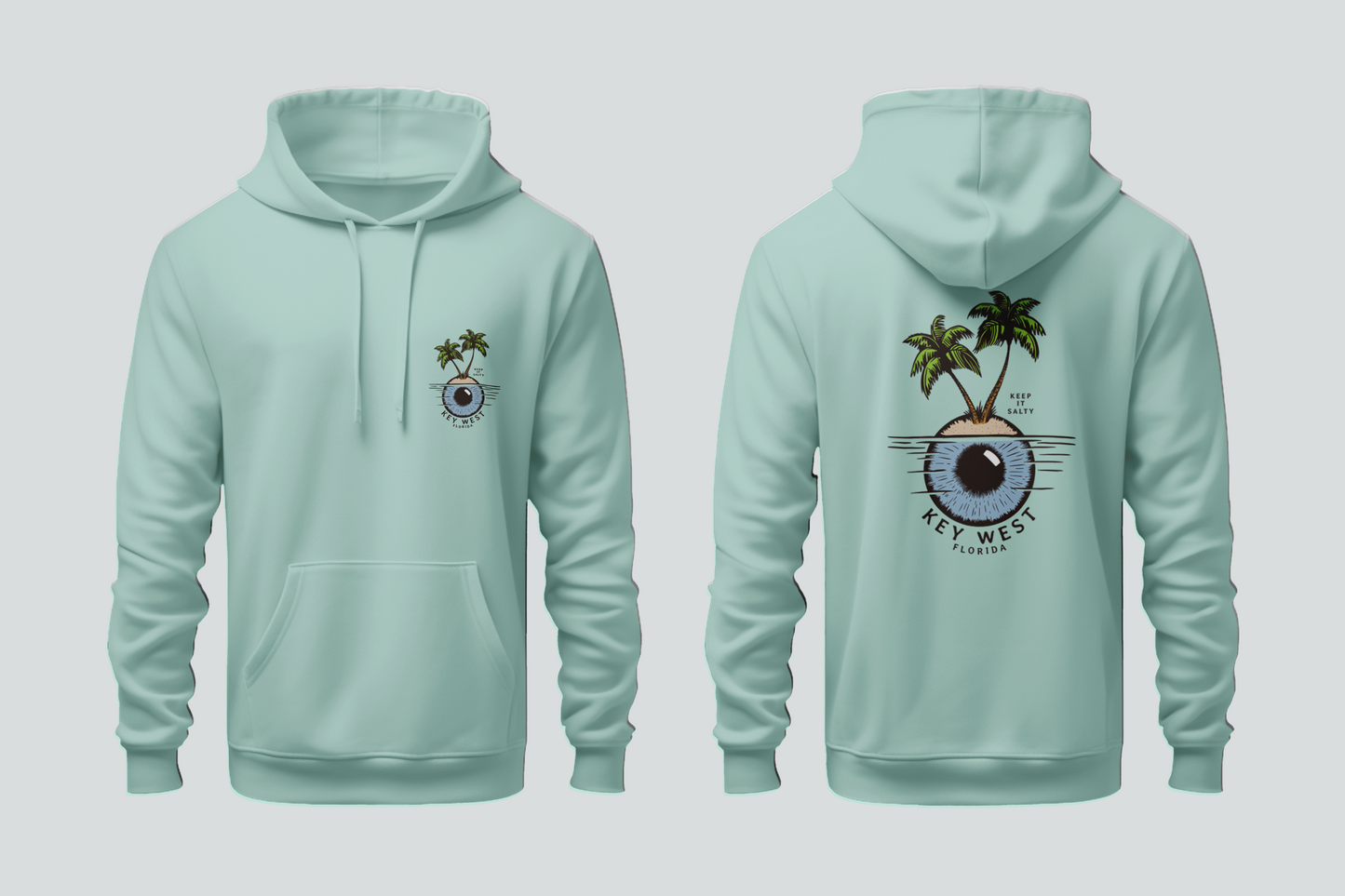 Solid Pullover Hoodie- Big Pine Eye Palm